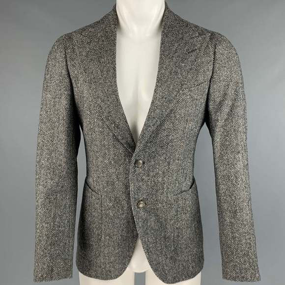 TAGLIATORE Other - TAGLIATORE Black White Herringbone Wool Single Breasted Sport Coat